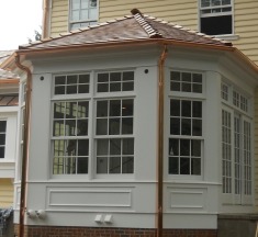 Copper Half Round Gutter at Bay Window